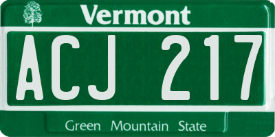 VT license plate ACJ217
