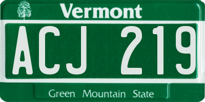 VT license plate ACJ219