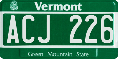 VT license plate ACJ226
