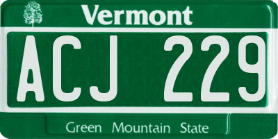 VT license plate ACJ229