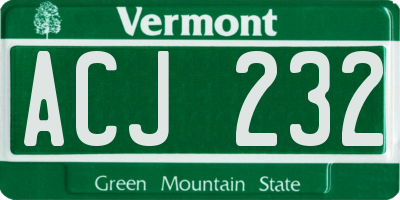 VT license plate ACJ232