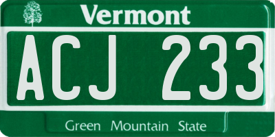 VT license plate ACJ233