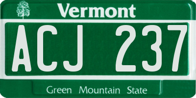 VT license plate ACJ237