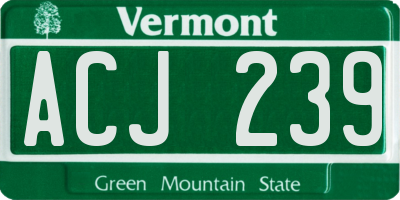 VT license plate ACJ239