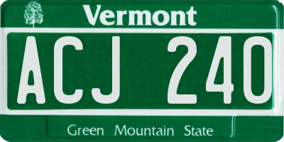 VT license plate ACJ240
