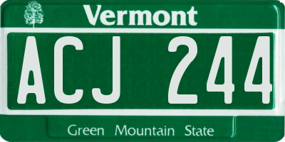 VT license plate ACJ244