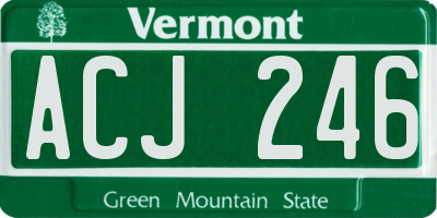 VT license plate ACJ246
