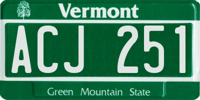 VT license plate ACJ251