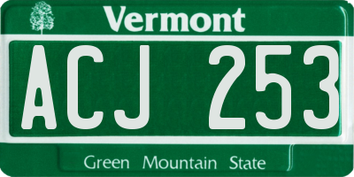 VT license plate ACJ253