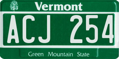 VT license plate ACJ254
