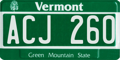 VT license plate ACJ260