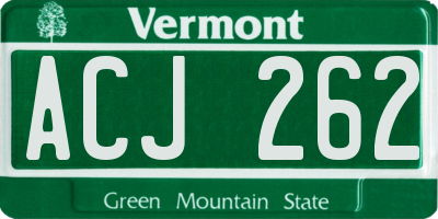 VT license plate ACJ262