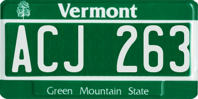 VT license plate ACJ263