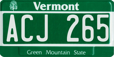 VT license plate ACJ265