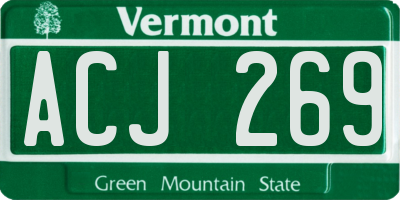 VT license plate ACJ269