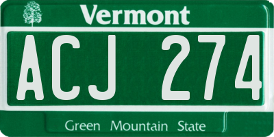 VT license plate ACJ274