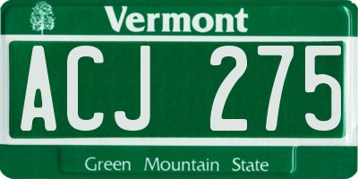 VT license plate ACJ275