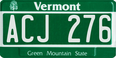 VT license plate ACJ276