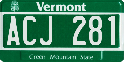 VT license plate ACJ281