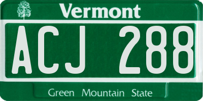VT license plate ACJ288
