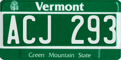 VT license plate ACJ293