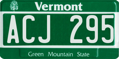 VT license plate ACJ295