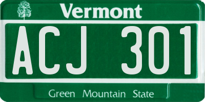 VT license plate ACJ301