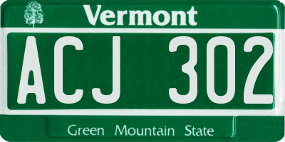 VT license plate ACJ302