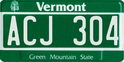 VT license plate ACJ304