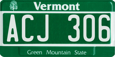 VT license plate ACJ306