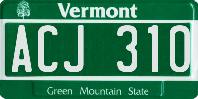 VT license plate ACJ310