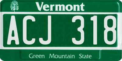 VT license plate ACJ318