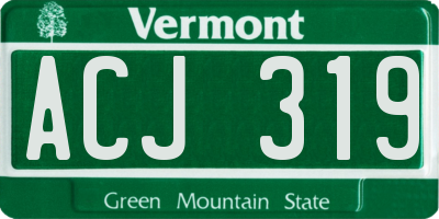 VT license plate ACJ319