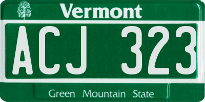 VT license plate ACJ323