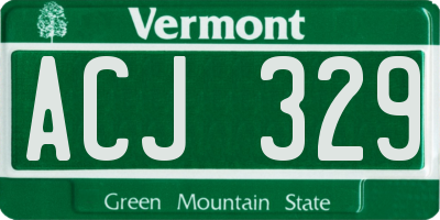 VT license plate ACJ329