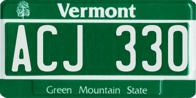 VT license plate ACJ330