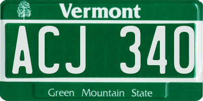 VT license plate ACJ340
