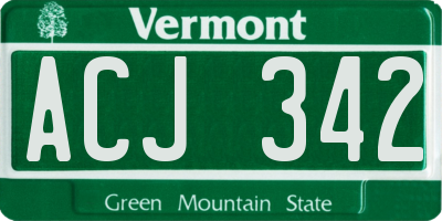 VT license plate ACJ342