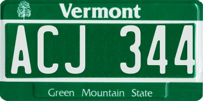 VT license plate ACJ344