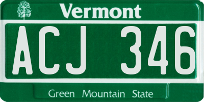 VT license plate ACJ346