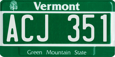 VT license plate ACJ351