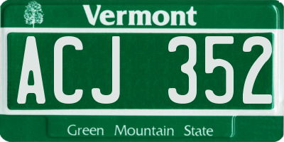 VT license plate ACJ352