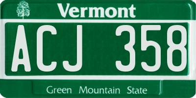 VT license plate ACJ358