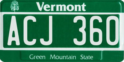 VT license plate ACJ360