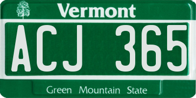 VT license plate ACJ365