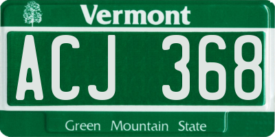 VT license plate ACJ368