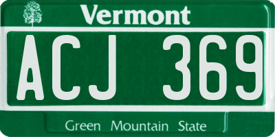 VT license plate ACJ369