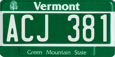 VT license plate ACJ381