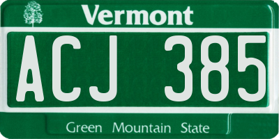 VT license plate ACJ385