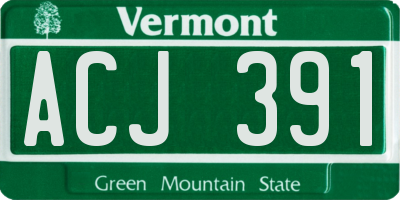 VT license plate ACJ391